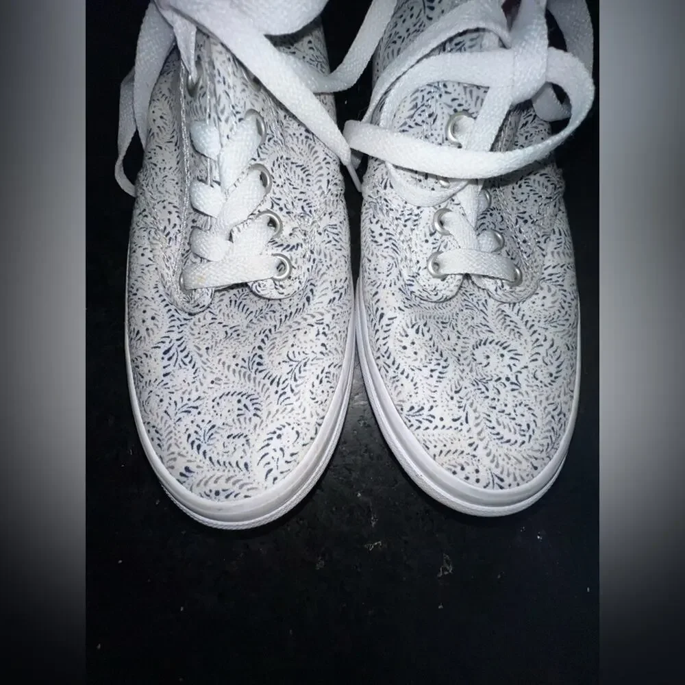 UEC VANS NAVY GREY WHITE & PINK PAISLEY PRINT LACE UP SNEAKERS SZ 8.5